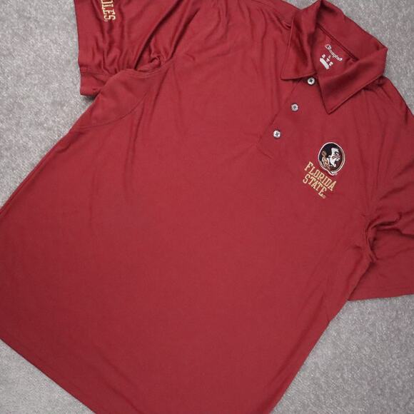 Champion Florida State Seminoles Athletic Large Red Short Sleeve Polo Shirt - Picture 6 of 9